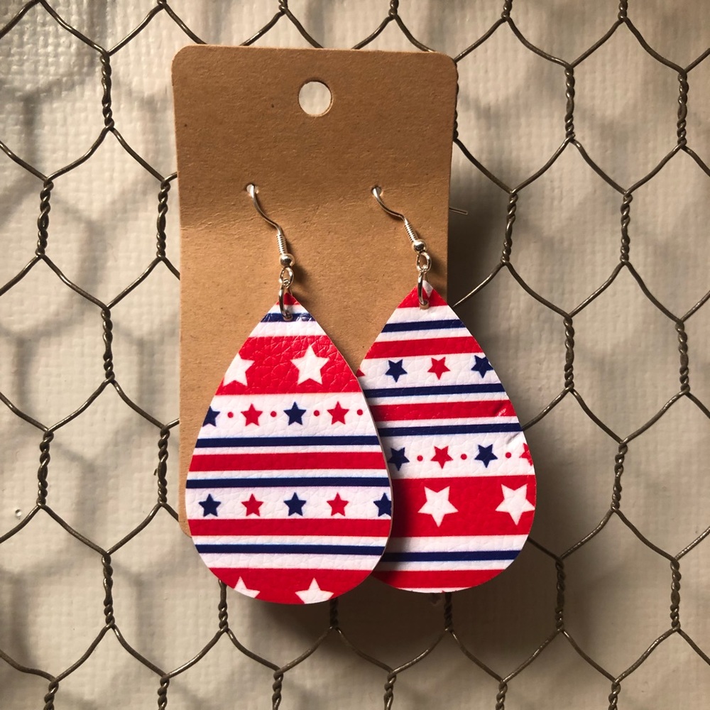 NEW Handcrafted 4th-Of-July Teardrop Earrings